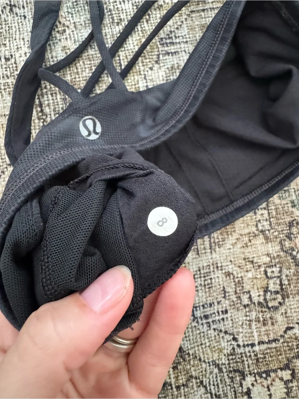 lululemon athletica Black Strappy Sports Bra with Light Logo
